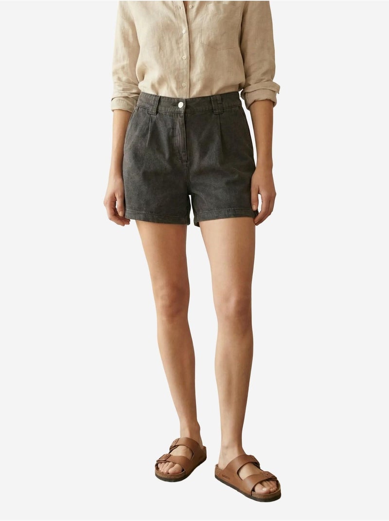 Shorts sastre de tiro alto y pernera ancha my fashion Negro - Kiabi