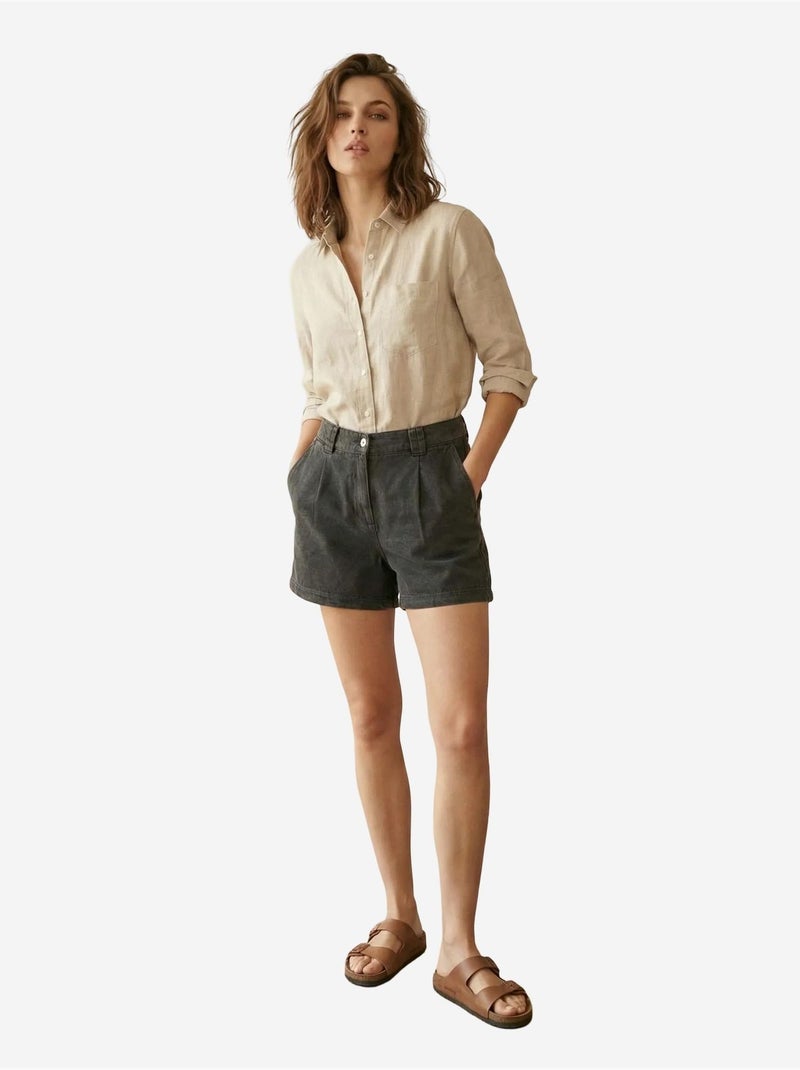 Shorts sastre de tiro alto y pernera ancha my fashion Negro - Kiabi