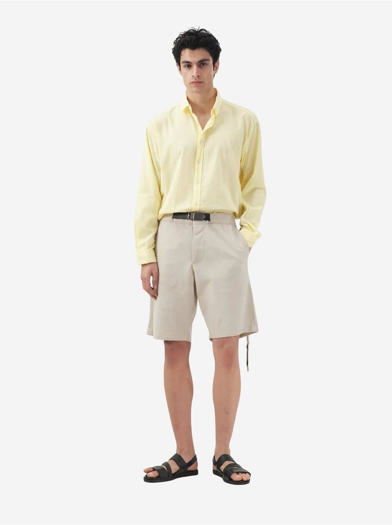 Shorts sastre de tiro medio con cinturón giesto Beige arcilla - Kiabi