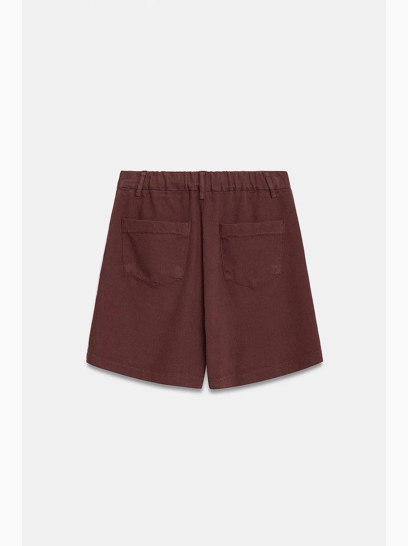 Shorts tejidos de tiro alto y pernera ancha dilvin Marrón - Kiabi