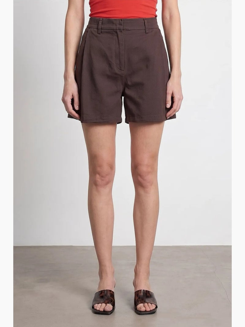 Shorts tejidos de tiro alto y pernera ancha dilvin Marrón - Kiabi