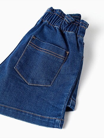 Shorts vaqueros con cintura paperbag y bolsillos