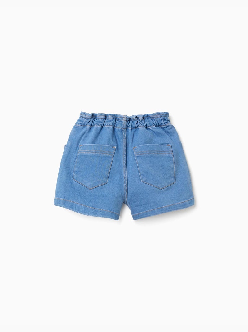 Shorts vaqueros con cintura paperbag y bolsillos Azul claro - Kiabi