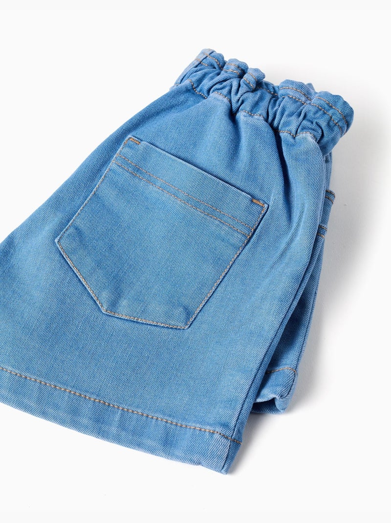 Shorts vaqueros con cintura paperbag y bolsillos Azul claro - Kiabi