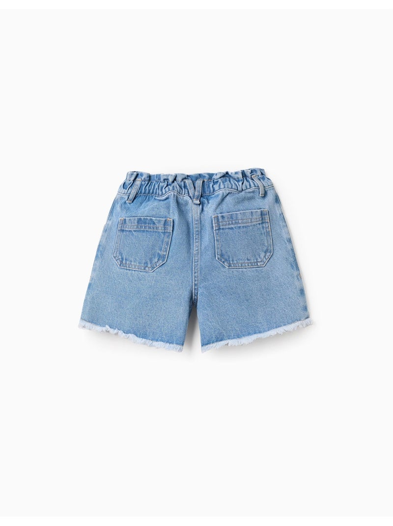 Shorts vaqueros con dobladillo deshilachado Azul claro - Kiabi