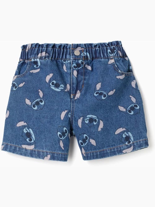 Shorts vaqueros con motivo Stitch y cintura paperbag - Kiabi