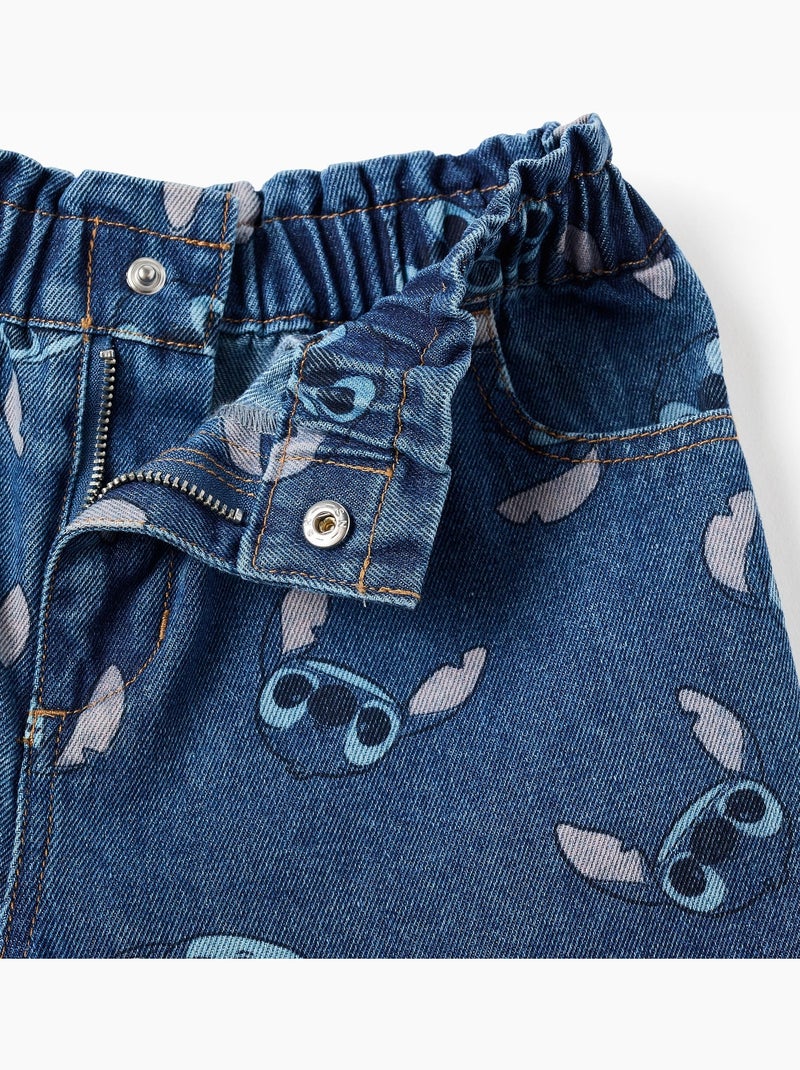 Shorts vaqueros con motivo Stitch y cintura paperbag Azul Azul - Kiabi