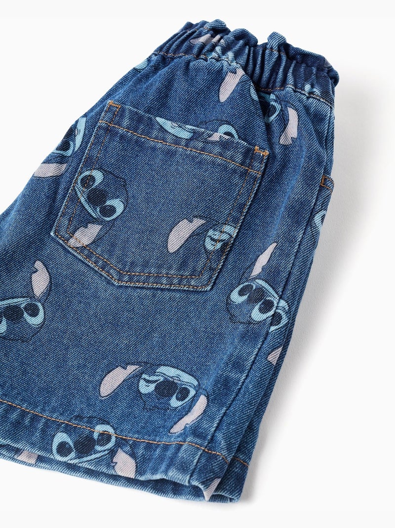 Shorts vaqueros con motivo Stitch y cintura paperbag Azul Azul - Kiabi