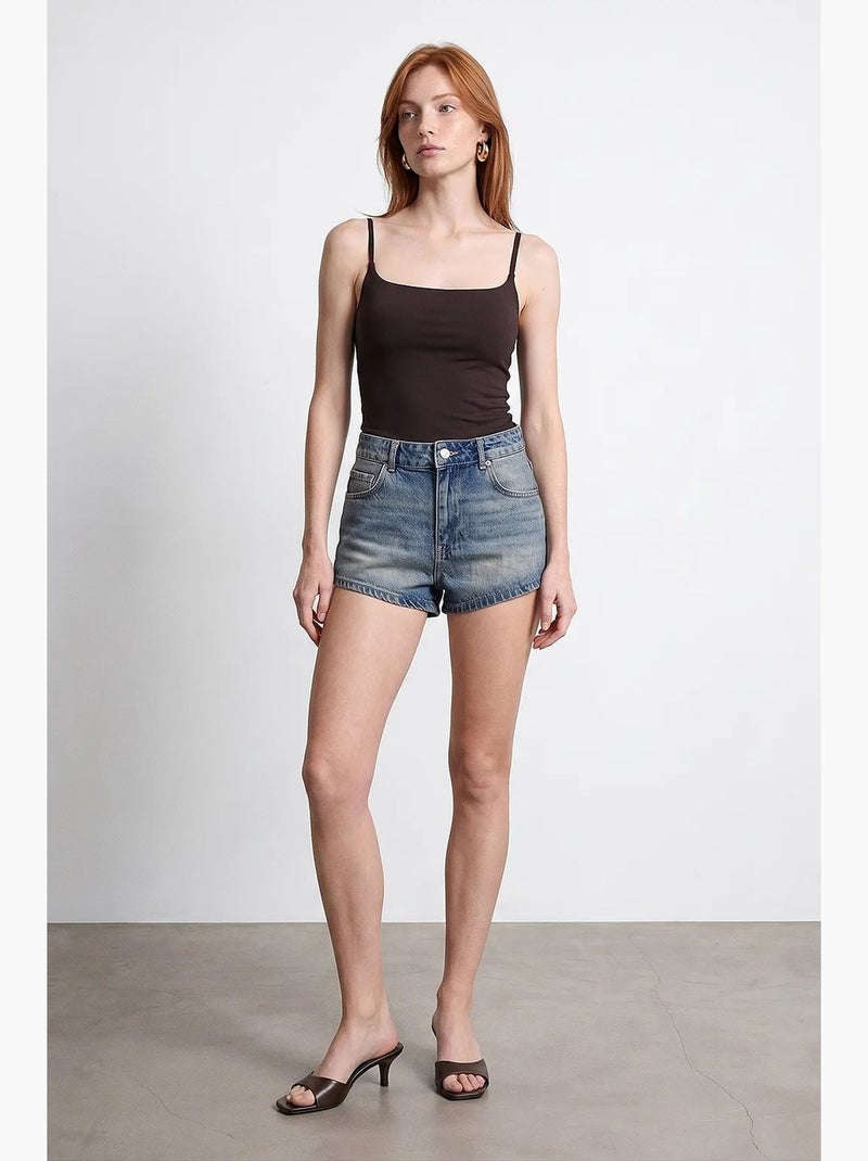 Shorts vaqueros de algodón de cintura alta dilvin Azul zafiro - Kiabi