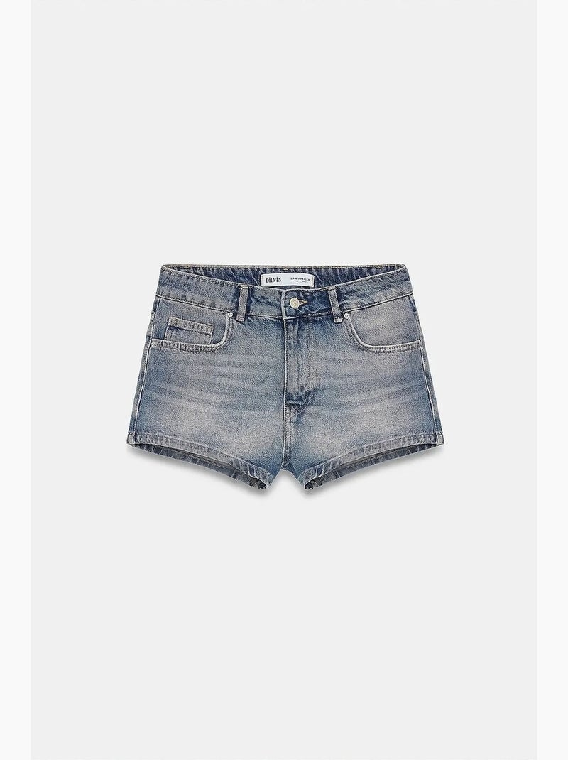 Shorts vaqueros de algodón de cintura alta dilvin Azul zafiro - Kiabi