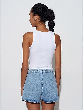 Shorts vaqueros de algodón de tiro alto y pernera ancha dilvin