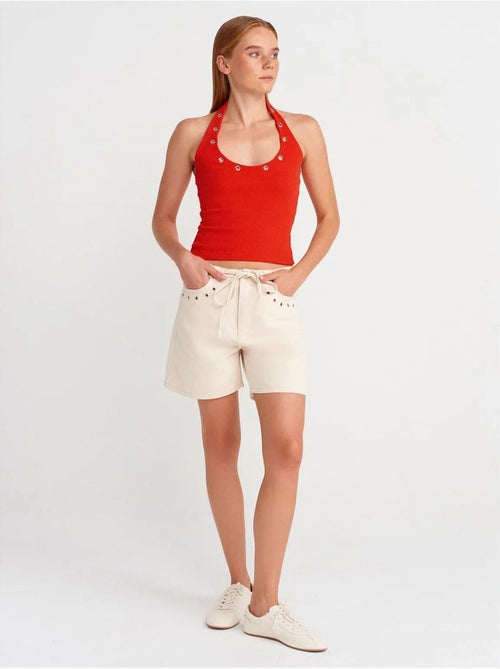 Shorts vaqueros de algodón para mujer con cintura de cordón dilvin - Kiabi Shorts vaqueros de algodón para mujer con cintura de cordón dilvin - Kiabi