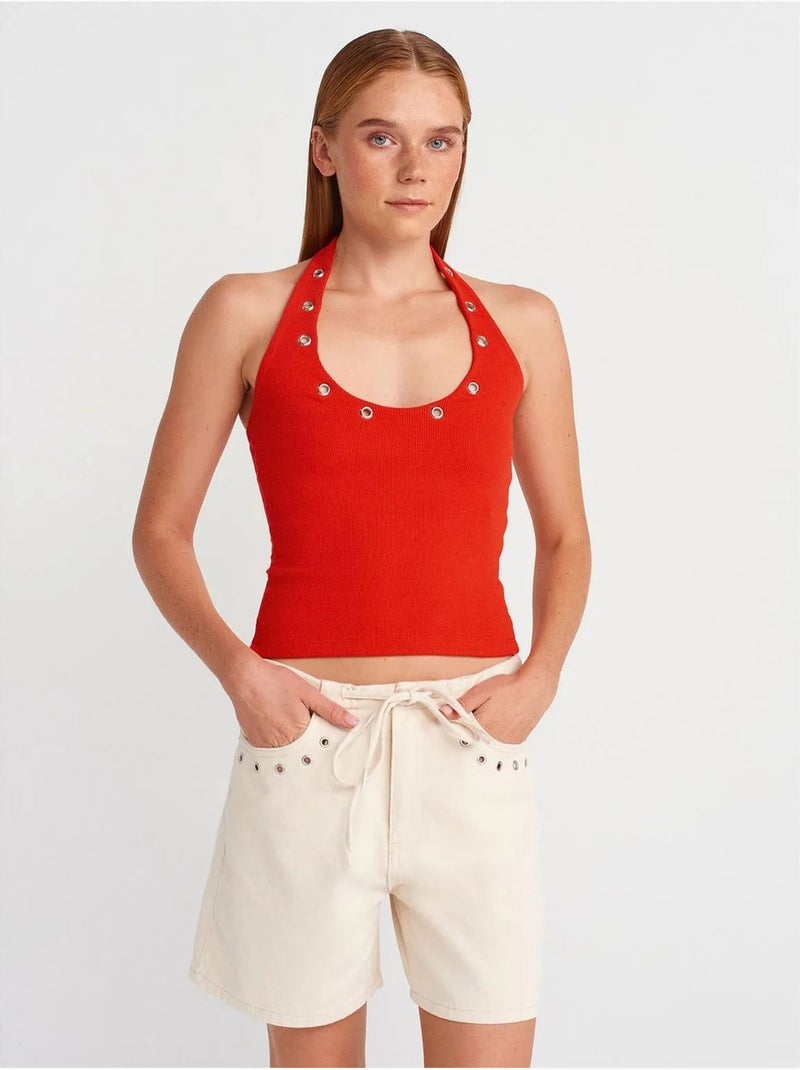 Shorts vaqueros de algodón para mujer con cintura de cordón dilvin Crema - Kiabi