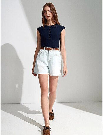 Shorts vaqueros de cintura alta y pernera ancha dilvin