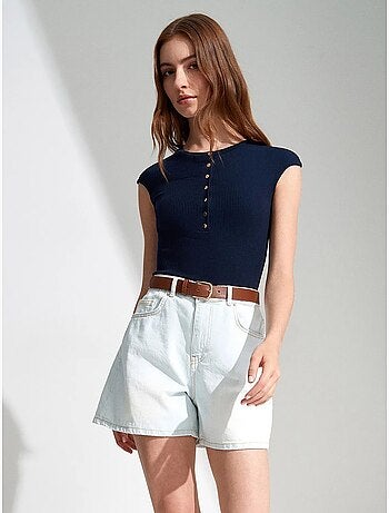 Shorts vaqueros de cintura alta y pernera ancha dilvin