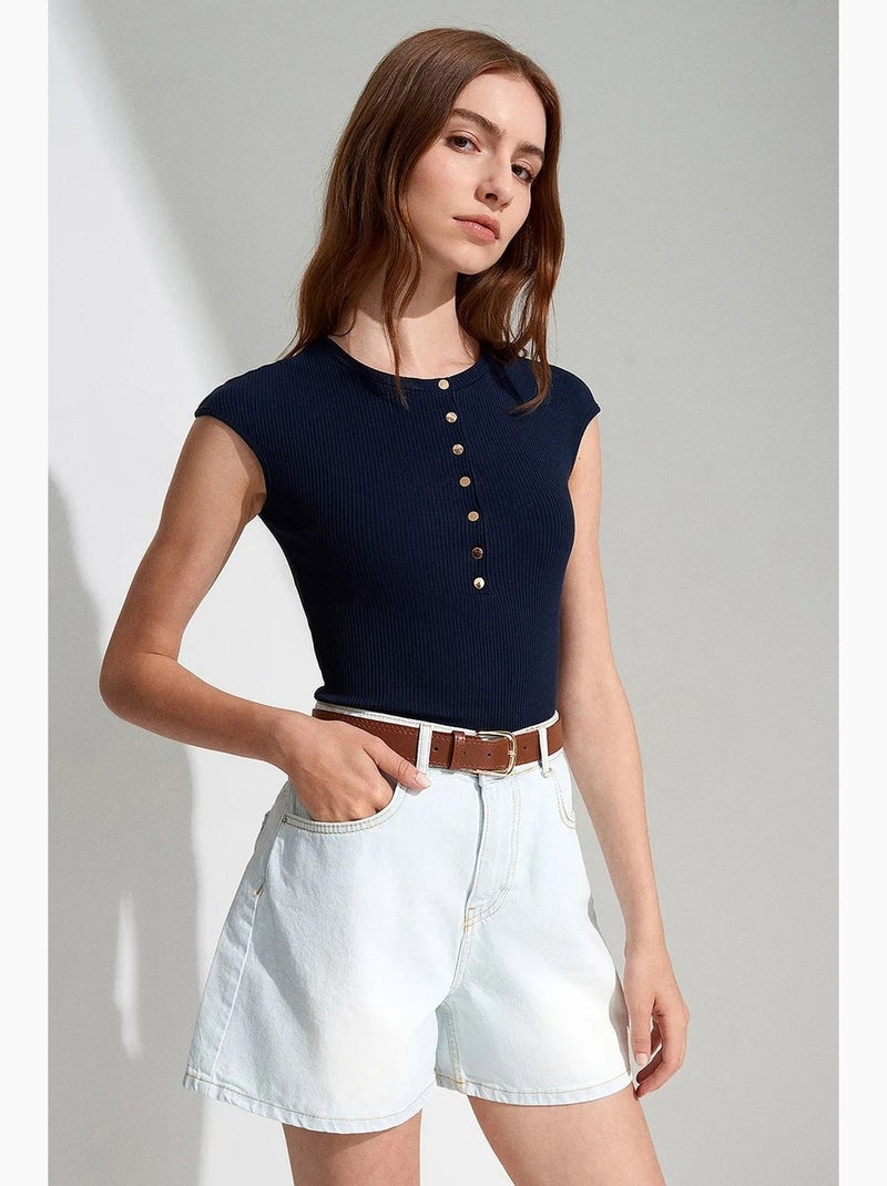 Shorts vaqueros de cintura alta y pernera ancha dilvin Azul claro - Kiabi