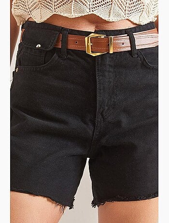 Shorts vaqueros de gabardina de lona con cinturón lucci