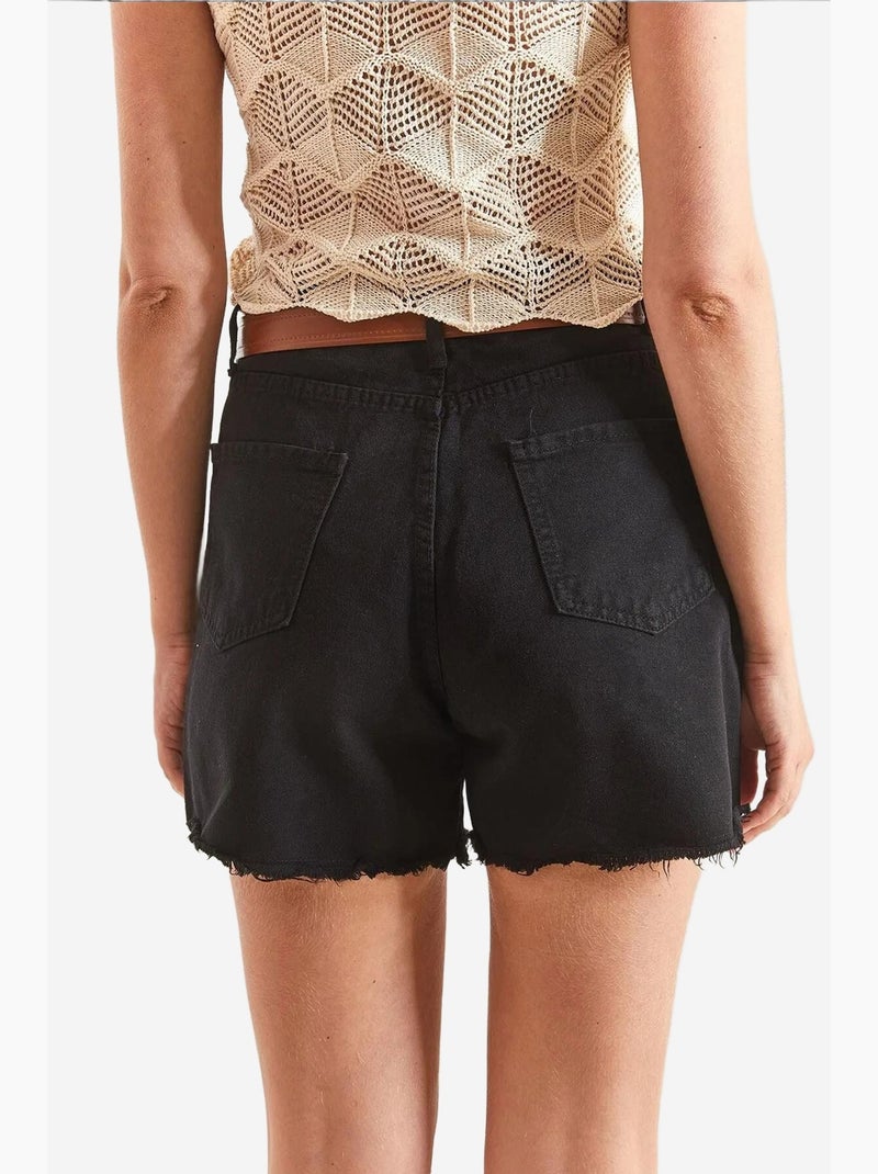 Shorts vaqueros de gabardina de lona con cinturón lucci Negro - Kiabi