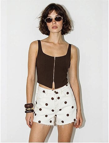 Shorts vaqueros de lunares de cintura alta lucci