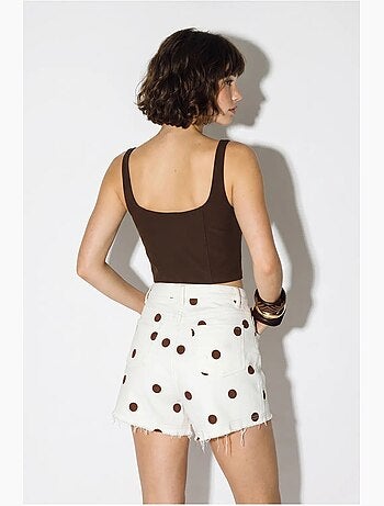 Shorts vaqueros de lunares de cintura alta lucci