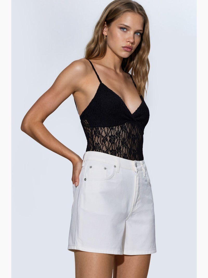 Shorts vaqueros de talle alto estilo mom hiccup Blanco - Kiabi