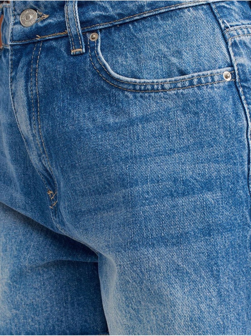 Shorts vaqueros de tiro alto con cierre de botón dilvin Azul zafiro - Kiabi