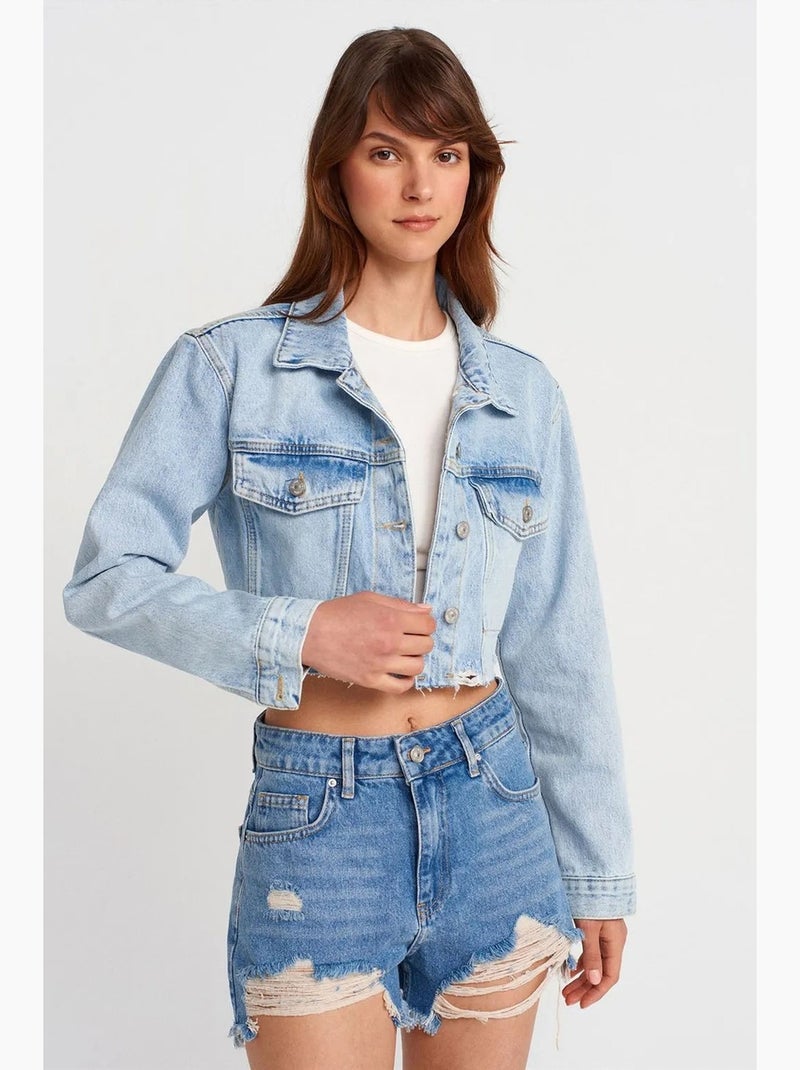 Shorts vaqueros de tiro alto para mujer dilvin Azul zafiro - Kiabi