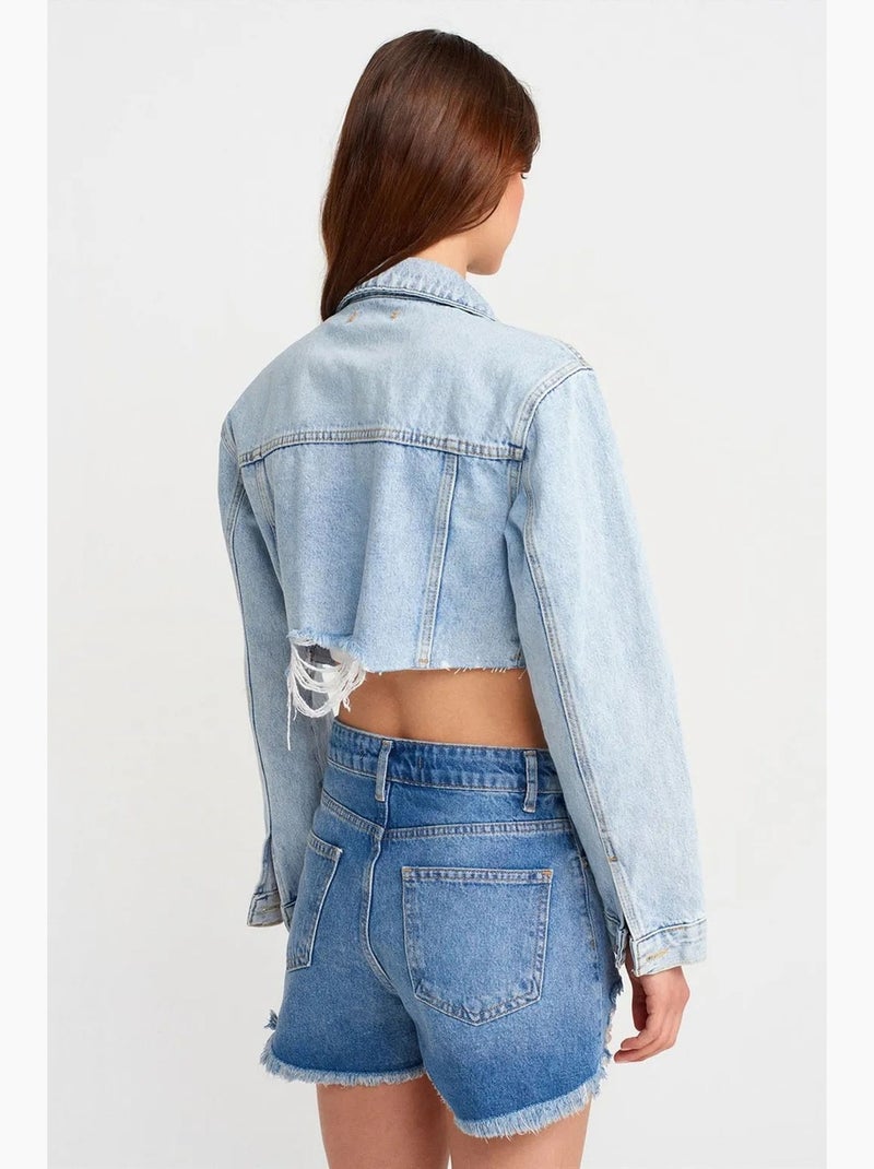 Shorts vaqueros de tiro alto para mujer dilvin Azul zafiro - Kiabi