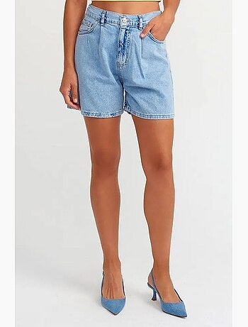 Shorts vaqueros de tiro alto y pernera ancha dilvin