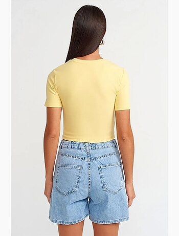 Shorts vaqueros de tiro alto y pernera ancha dilvin