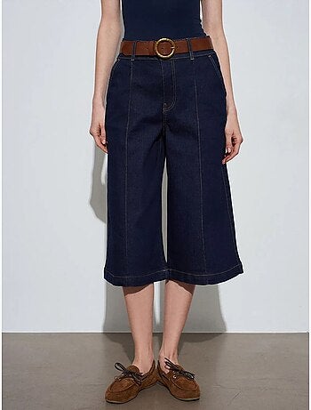 Shorts vaqueros de tiro alto y pernera ancha dilvin