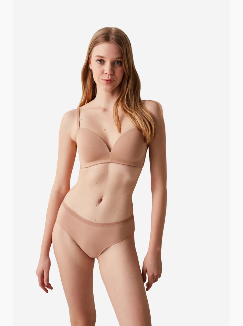 Shorty de algodón con ribete penti Beige arcilla - Kiabi