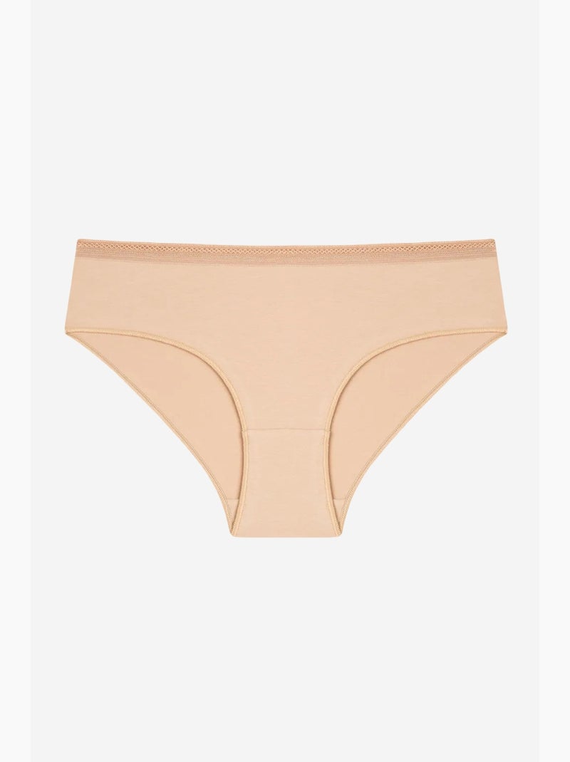Shorty de algodón con ribete penti Beige arcilla - Kiabi