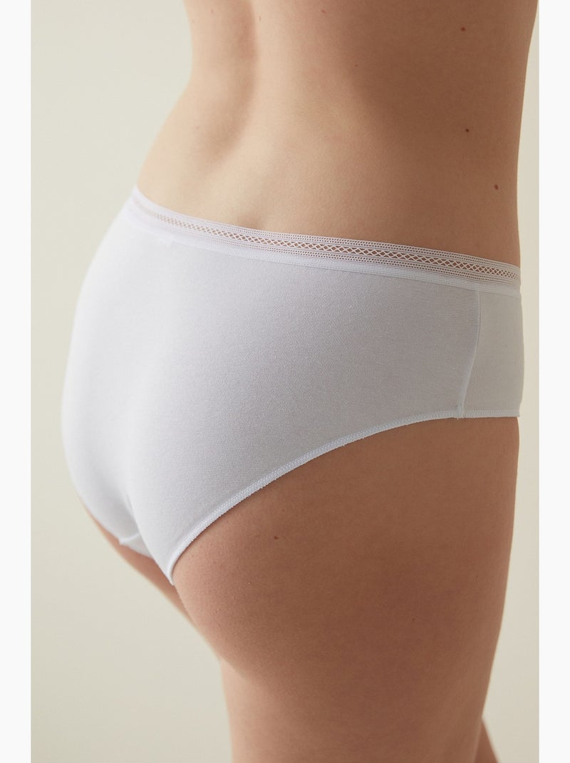 Shorty de algodón con ribete penti Blanco - Kiabi