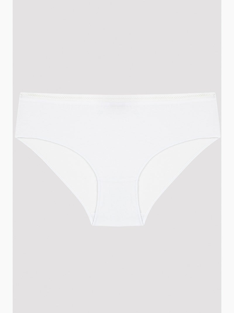 Shorty de algodón con ribete penti Blanco - Kiabi