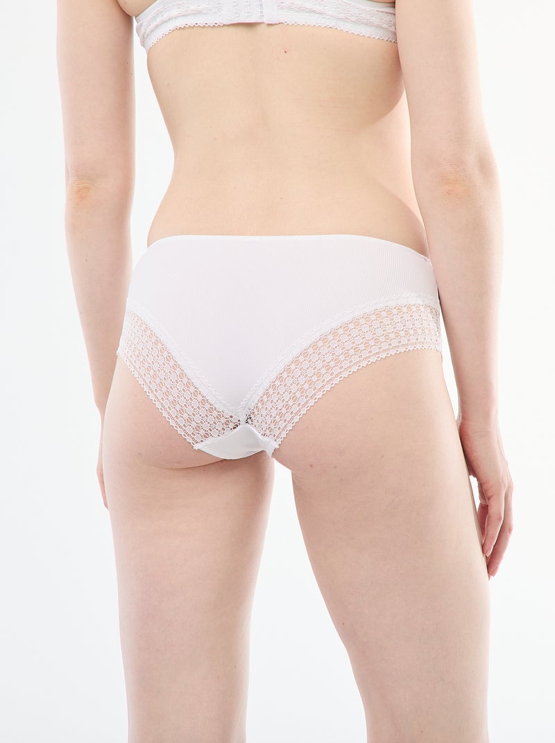 Shorty de canalé con encaje Blanco - Kiabi