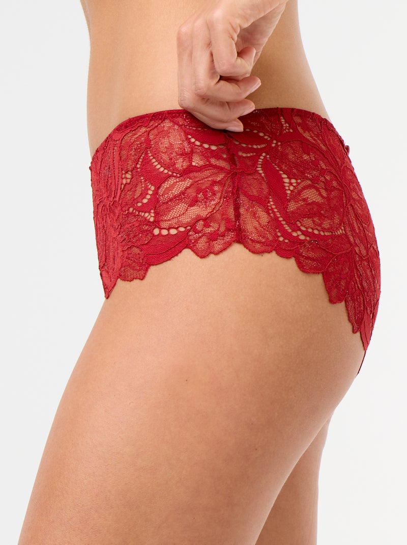 Shorty de encaje con lentejuelas Rojo - Kiabi