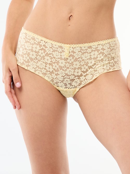 Shorty de encaje floral transparente - Kiabi