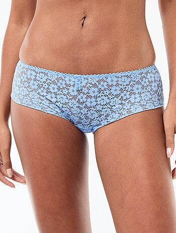 Shorty de encaje floral transparente