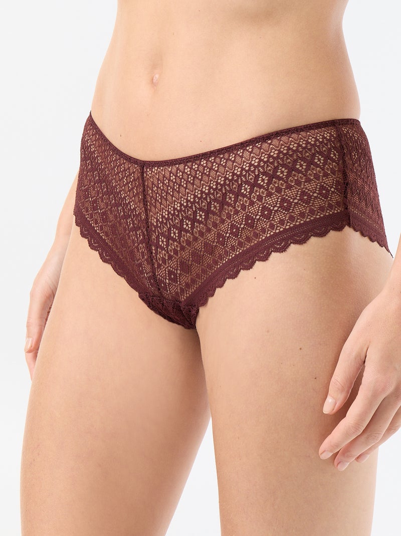 Shorty de encaje Marron - Kiabi