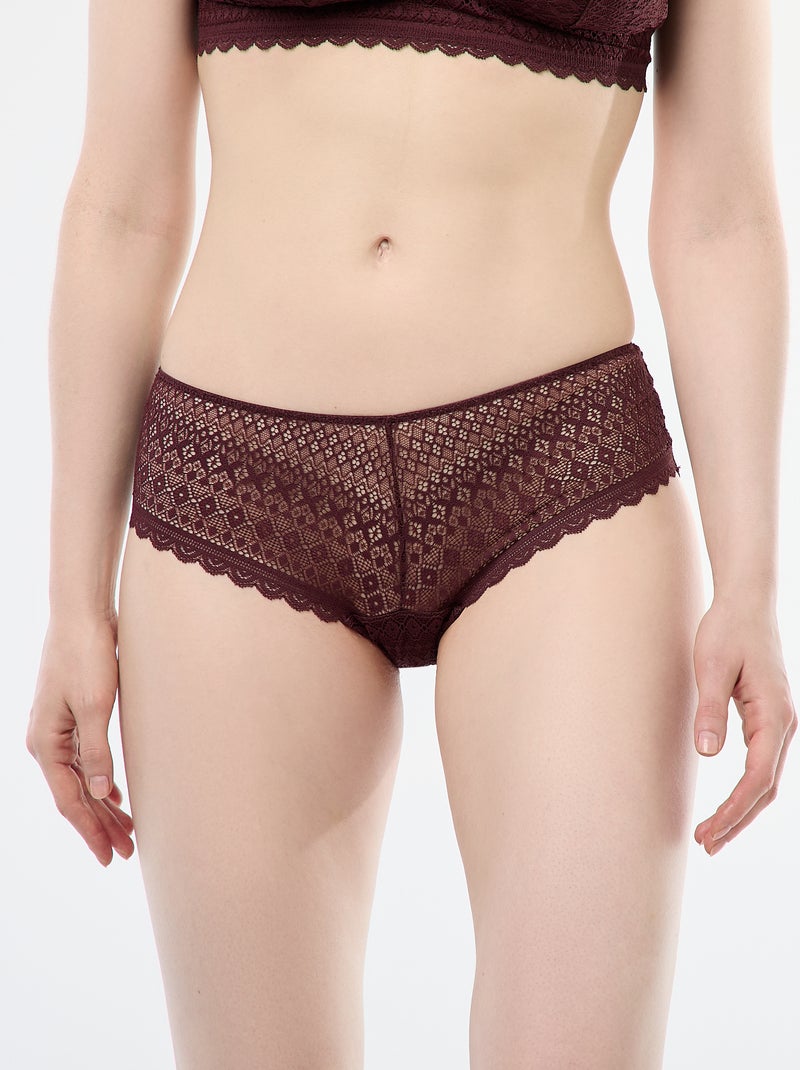 Shorty de encaje Marron - Kiabi