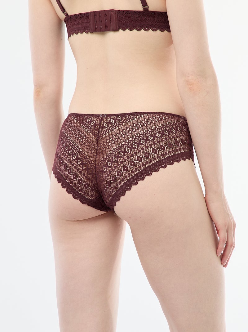 Shorty de encaje Marron - Kiabi