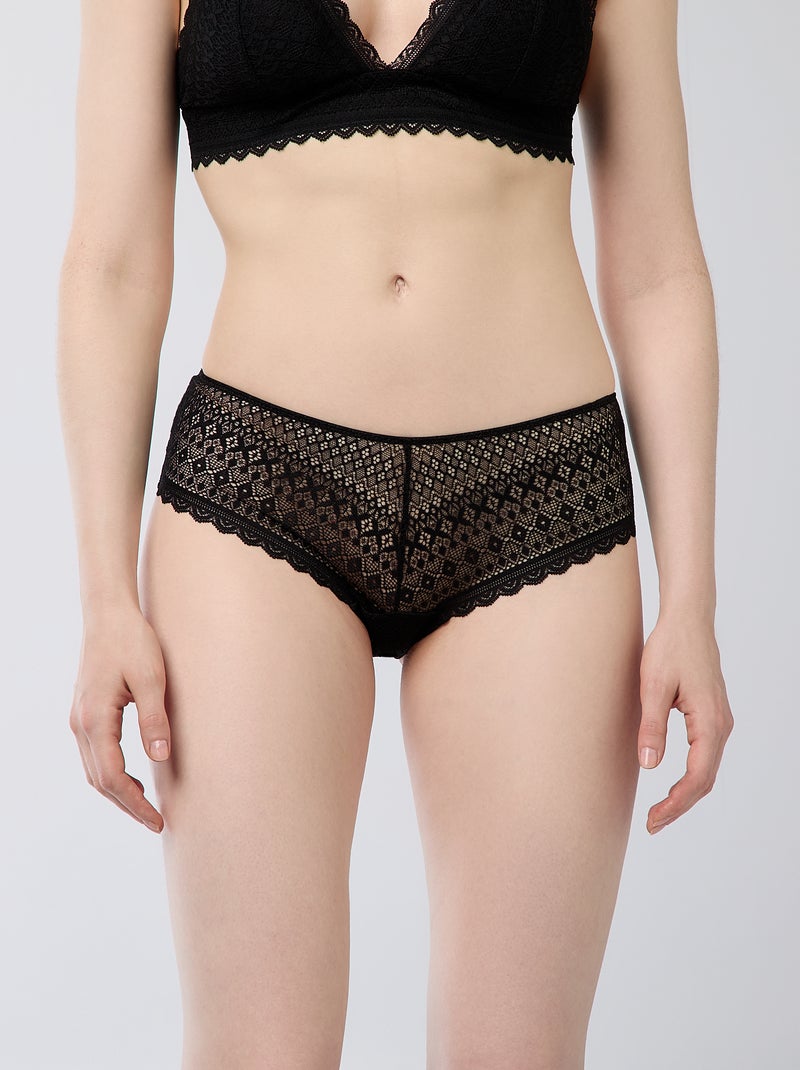 Shorty de encaje Negro - Kiabi