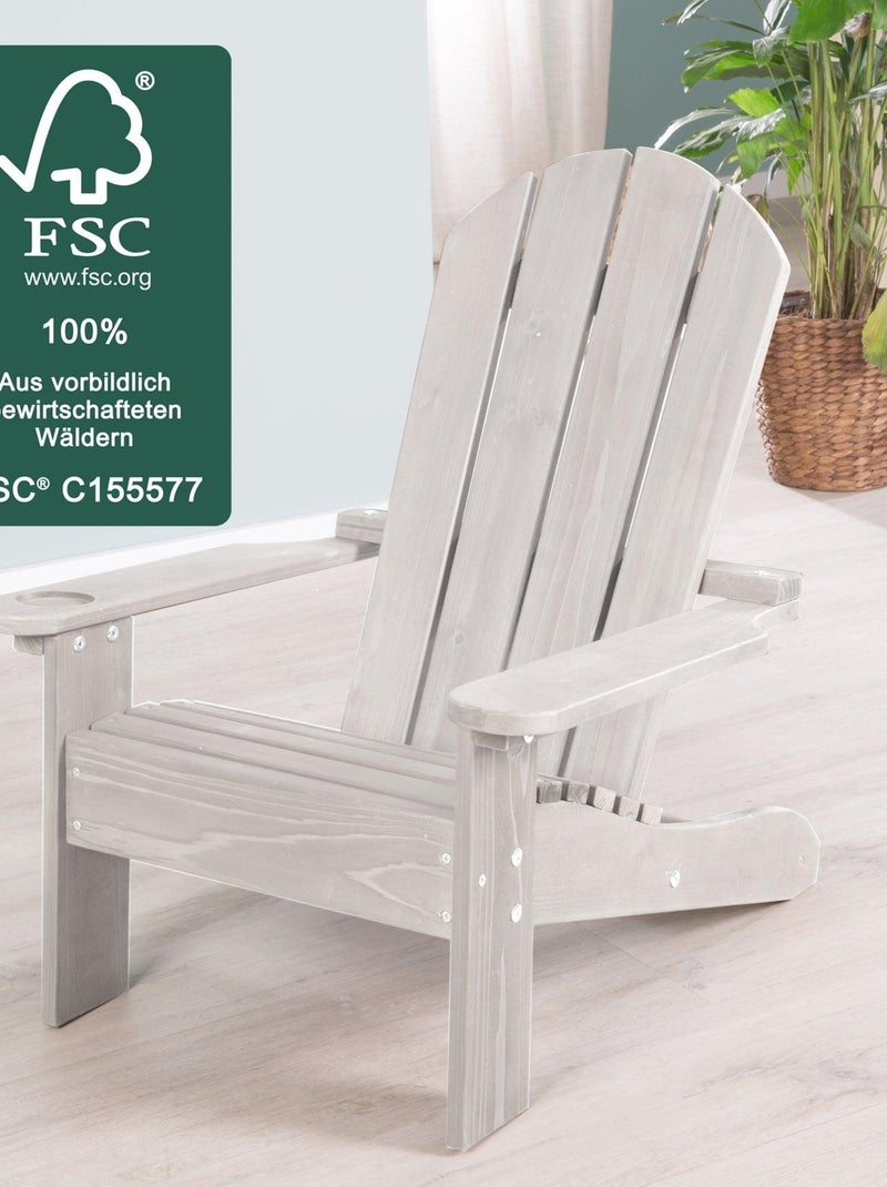 Silla Adirondack infantil en madera maciza con portavasos 'Roba deck chair' Gris - Kiabi
