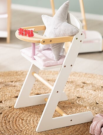 Silla alta para muñecas en madera + cojín 'Scarlett' - ROBA