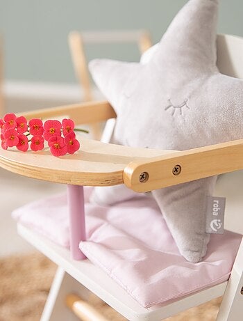 Silla alta para muñecas en madera + cojín 'Scarlett' - ROBA
