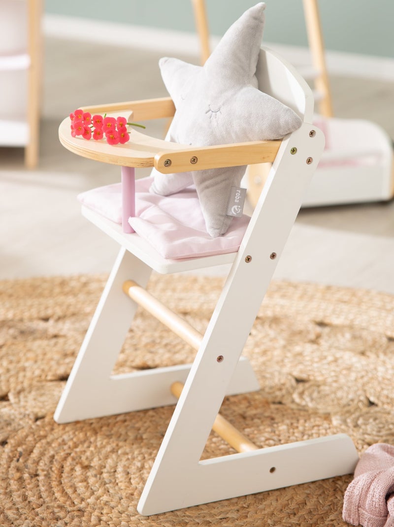 Silla alta para muñecas en madera + cojín 'Scarlett' - ROBA Blanco/Madera - Kiabi