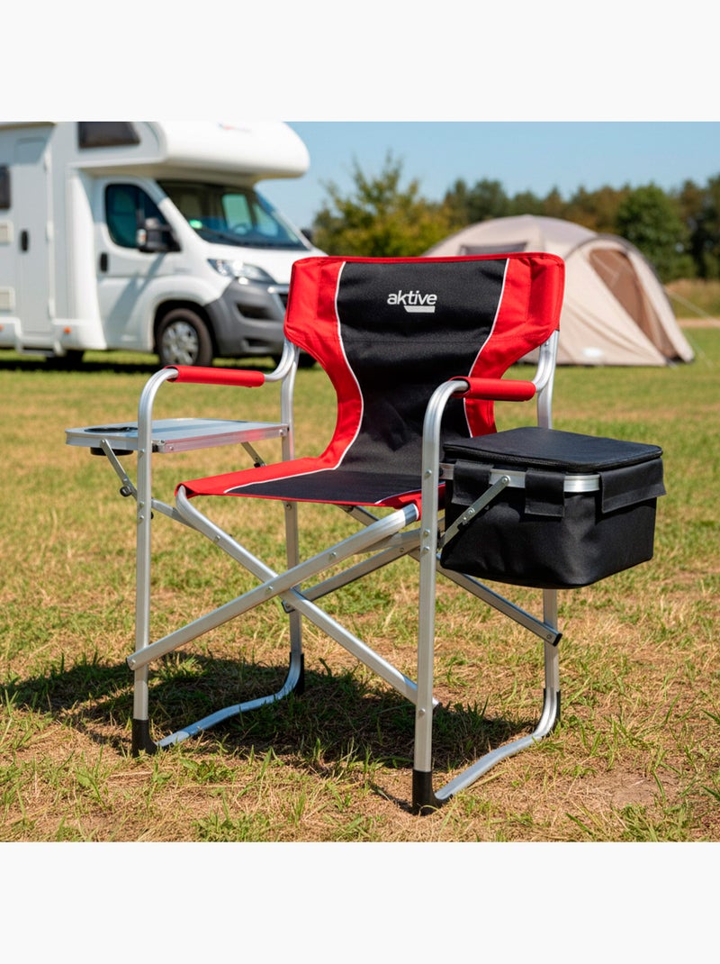 Silla camping director con mesa y bolsa térmica aktive Negro Rojo - Kiabi