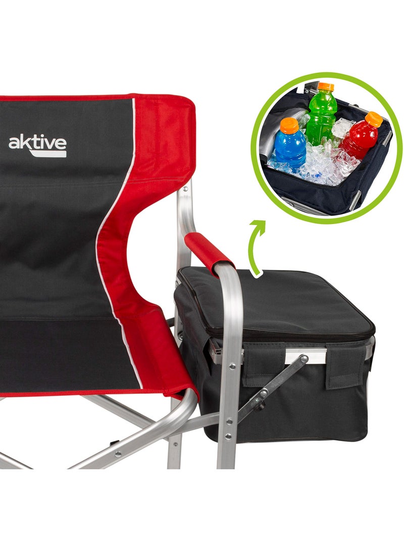 Silla camping director con mesa y bolsa térmica aktive Negro Rojo - Kiabi