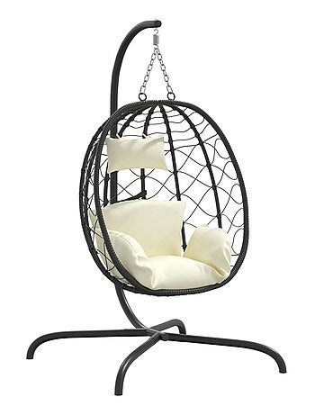 Silla colgante con cojín para exteriores